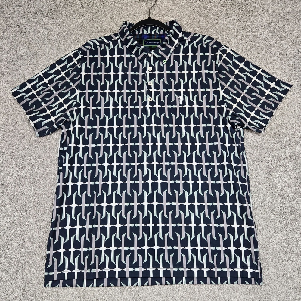 William Murray Golf‎ Polo Mens Large Crash Landing Gray Green Birds printed